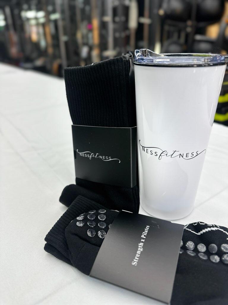 COFFEE CUP, PILATES SOCKS,RESISTANCE BANDS BUNDLE